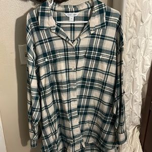 Old navy 3x green and cream plaid new